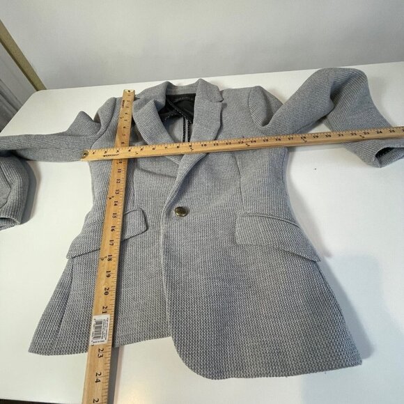 ZARA Woman One Gold Button Waffle Knit Blazer Jacket Grey M Single Breast Kate - Picture 15 of 15
